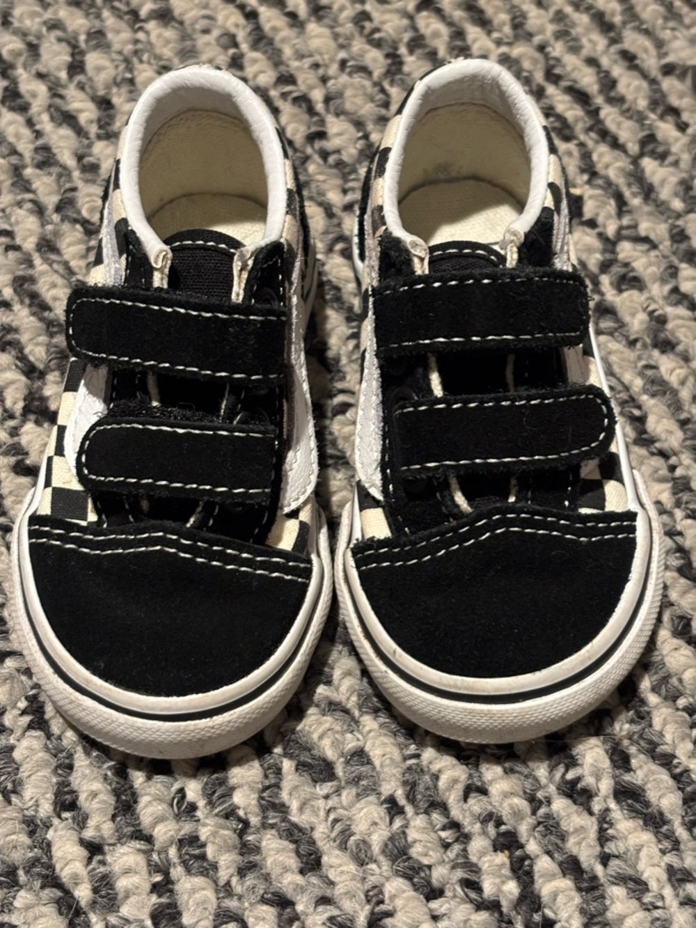 Vans Toddler Size 5 Girl/Boy Black & White Checkerboard Velcro Sneakers - Picture 4 of 10